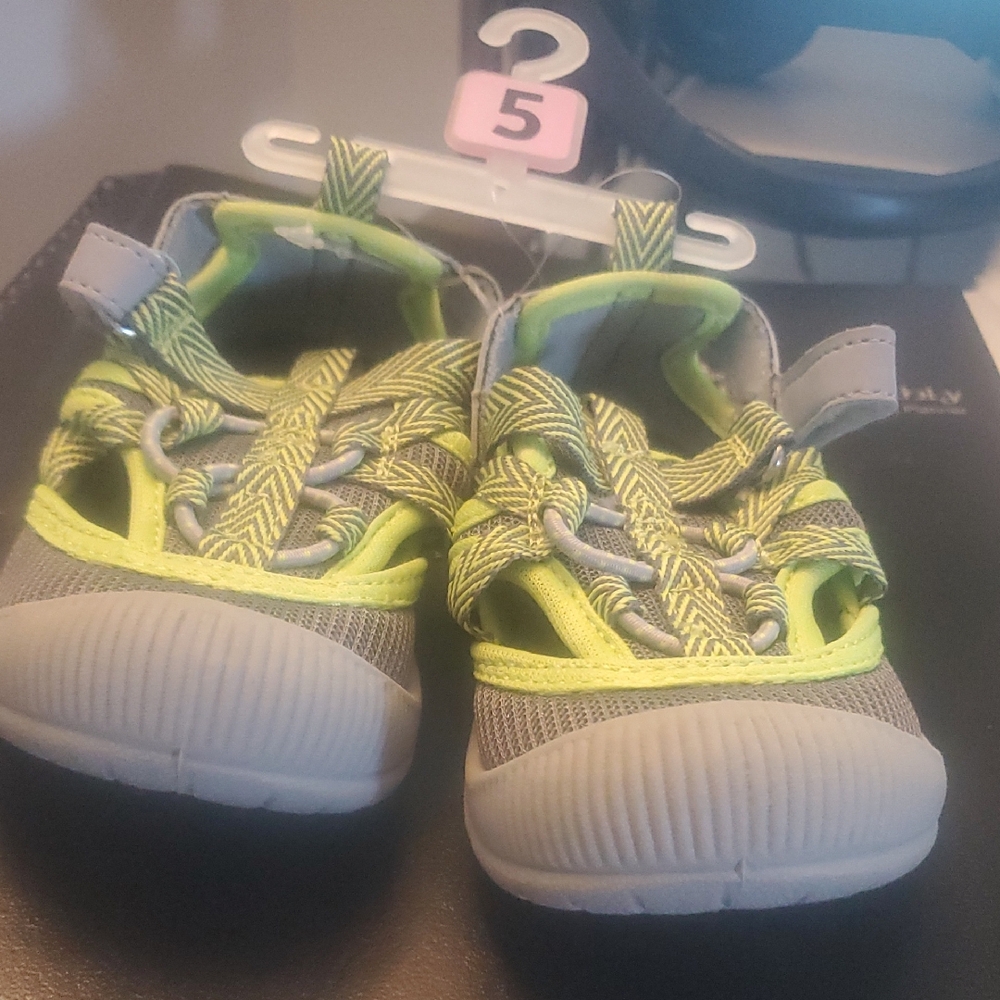 OshKosh B'gosh Gray and Neon Yellow Kids Sneakers